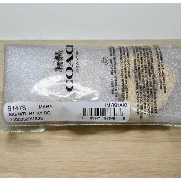 NWT Coach 91478 Signature Metal Heart Key Ring/Charm - Picture 4 of 4